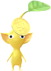 A Yellow Roadside Decor Pikmin with Coin (Rare) decor from Pikmin Bloom.