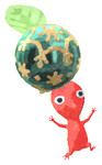 Lifelog artwork of a Red Special Decor Pikmin with Ball Ornament decor from Pikmin Bloom.