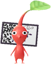 A Red Special Decor Pikmin with Flower Card (Volume 1) decor from Pikmin Bloom.