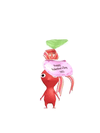 An animation of a Red Pikmin with a Valentine Sticker from Pikmin Bloom