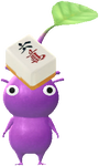 A special Purple Decor Pikmin with a Mahjong Tile costume from Pikmin Bloom.