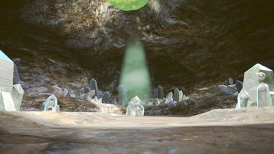 The cave that the Rock Onion is found in, trapped inside a crystal.