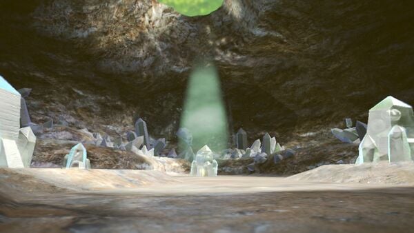The cave that the Rock Onion is found in, trapped inside a crystal.