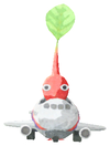 Lifelog artwork of a Red Airport Decor Pikmin with Toy Airplane decor from Pikmin Bloom.