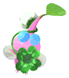 Lifelog artwork of a Winged Park Decor Pikmin with Four-Leaf Clover decor from Pikmin Bloom.