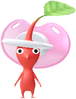 A Red Special Decor Pikmin with Pacifier decor from Pikmin Bloom.