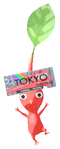 Lifelog artwork of a Red Station Decor Pikmin with Ticket (Rare) decor from Pikmin Bloom.