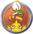 Novice Decor Pikmin Badge. The badge shows a Yellow Pikmin.