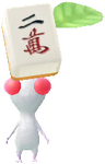 A special White Decor Pikmin with a Mahjong Tile costume from Pikmin Bloom.