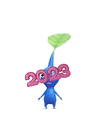 An animation of a Blue Pikmin with 2023 Glasses from Pikmin Bloom