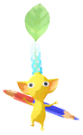 Lifelog artwork of a Yellow Stationery Store Decor Pikmin with Stationery decor from Pikmin Bloom.