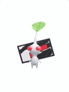 An animation of a White Pikmin with a Flower Card from Pikmin Bloom