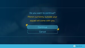 The sublevel confirmation menu in Pikmin 4.