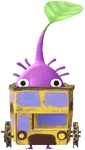 A Purple Bus Stop Decor Pikmin with Bus Papercraft decor from Pikmin Bloom.