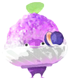 Lifelog artwork of a Purple Special Decor Pikmin with Shaved Ice decor from Pikmin Bloom.
