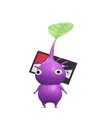 An animation of a Purple Pikmin with a Flower Card from Pikmin Bloom