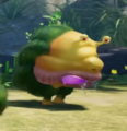 An Emperor Bulblax licking its lips after having ate Pikmin.