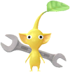 A Yellow Hardware Store Decor Pikmin with Tool decor from Pikmin Bloom.