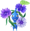 A Blue Special Decor Pikmin with Flower Crown decor from Pikmin Bloom.