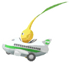 Lifelog artwork of a Yellow Airport Decor Pikmin with Toy Airplane decor from Pikmin Bloom.