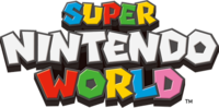 Logo for Super Nintendo World.