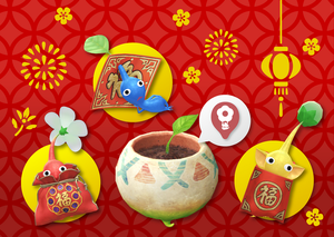 Promotional image for the 2022 Lunar New Year Event in Pikmin Bloom.