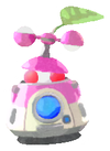 Lifelog artwork of a White Special Decor Pikmin with Pikmin 4 Spaceship decor from Pikmin Bloom.