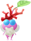 A special Winged Decor Pikmin with a Coral costume from Pikmin Bloom.