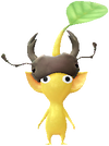A Yellow Forest Decor Pikmin with Stag Beetle decor from Pikmin Bloom.