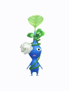 An animation of a blue Pikmin with a 3 leaf clover from Pikmin Bloom.
