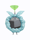 An animation of a rock Pikmin with a hairtie from Pikmin Bloom.