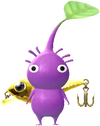 A Purple Waterside Decor Pikmin with Fishing Lure (Rare) decor from Pikmin Bloom.