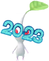 An event White Decor Pikmin wearing glittering 2023 New Year's glasses.