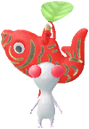 A White Special Decor Pikmin with Lunar New Year Ornament: Red decor from Pikmin Bloom.