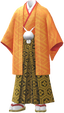 "Hakama Set (Orange)" Mii costume in Pikmin Bloom.