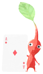 Lifelog artwork of a Red Special Decor Pikmin with Playing Card decor from Pikmin Bloom.