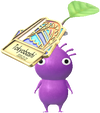 A Purple Bridge Decor Pikmin with Bridge Pin Badge decor from Pikmin Bloom.