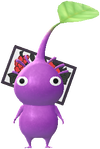 A Purple Special Decor Pikmin with Flower Card (Volume 1) decor from Pikmin Bloom.