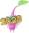 An event Winged Decor Pikmin wearing glittering 2023 New Year's glasses.