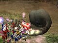 A Mamuta smashing Pikmin into the ground, flowering them in the process.