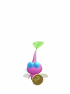 An animation of a Winged Pikmin with a Coin (Rare) from Pikmin Bloom.