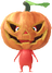 A Red Special Decor Pikmin with Jack-o'-lantern decor from Pikmin Bloom.