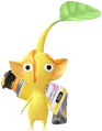 A Yellow Decor Pikmin in Pikmin Bloom Wearing the goo.