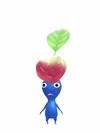 An animation of a Blue Pikmin with a 2026 Chocolate from Pikmin Bloom.