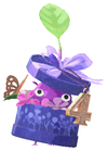 Lifelog artwork of a Purple Special Decor Pikmin with 4th Anniversary Flower Box decor from Pikmin Bloom.
