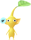 A Yellow Roadside Decor Pikmin with Sticker decor from Pikmin Bloom.