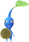 A Blue Roadside Decor Pikmin with Coin (Rare) decor from Pikmin Bloom.