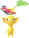 A yellow Decor Pikmin with a Puzzle Costume.