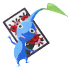 Lifelog artwork of a Blue Special Decor Pikmin with Hanafuda Card (Volume 1) decor from Pikmin Bloom.