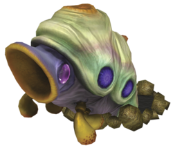 Artwork of the Arctic Cannon Larva from Pikmin 3.